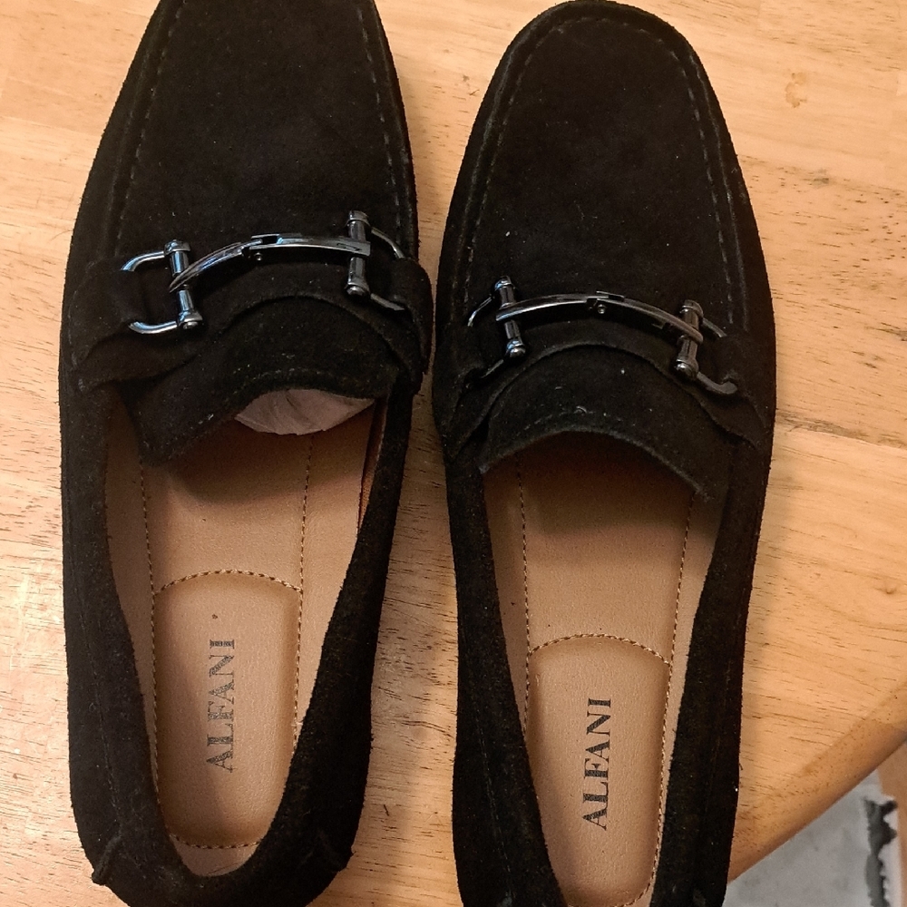 Alfani Black Slip-On Loafers with Suede Finish